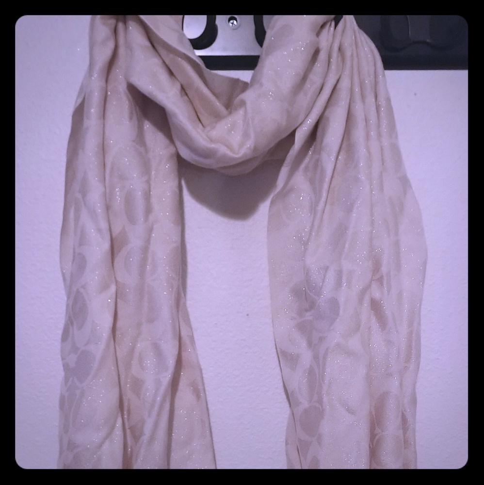 Beautiful white coach wrap scarf